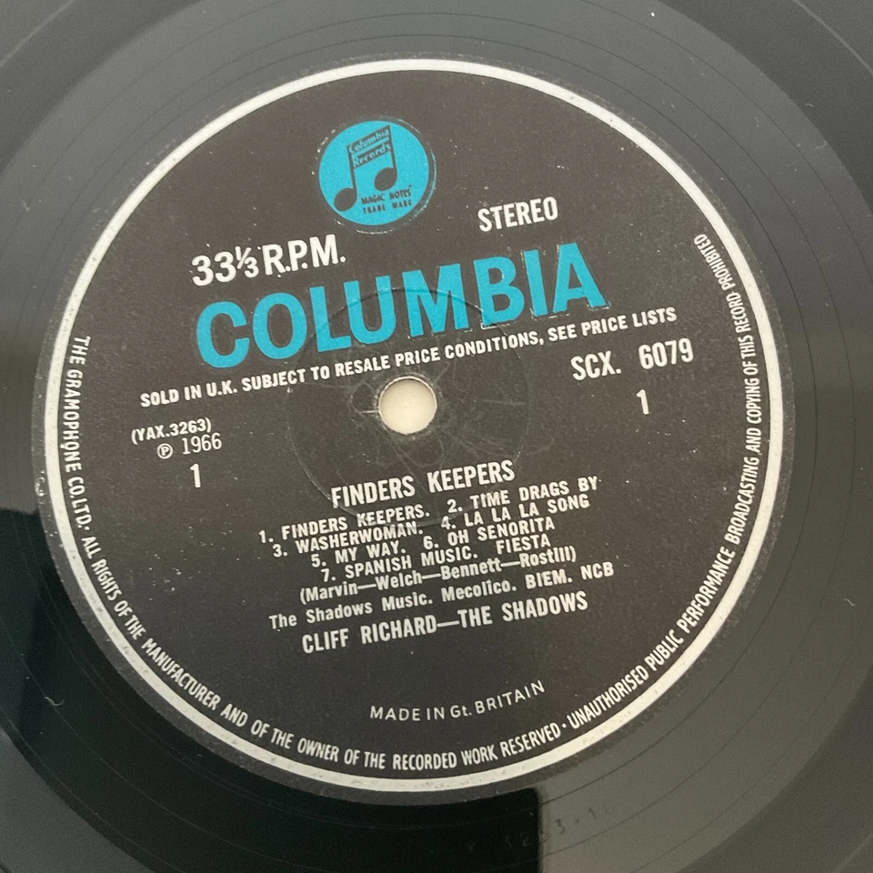 Cliff Richard - Shadows - Finders Keepers LP 1966 Columbia SCX 6079 EX Vinyl - Image 4 of 4