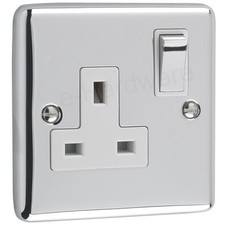 Light Switches and Plug Sockets Trade Range POLISHED CHROME - WHITE INSERTS