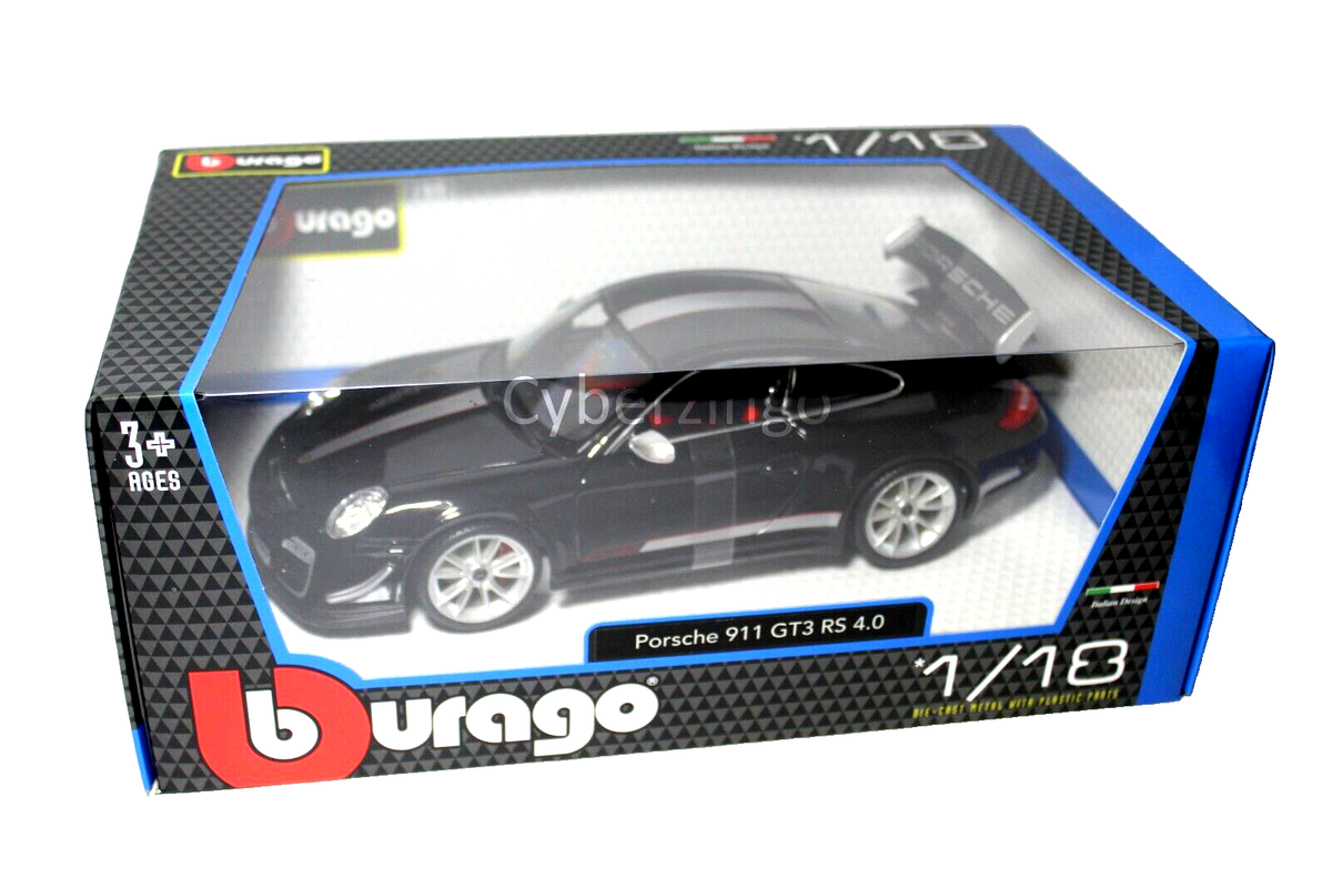 Bburago Porsche 911 GT3 RS 4.0 1:18 Scale Black Diecast Car 18