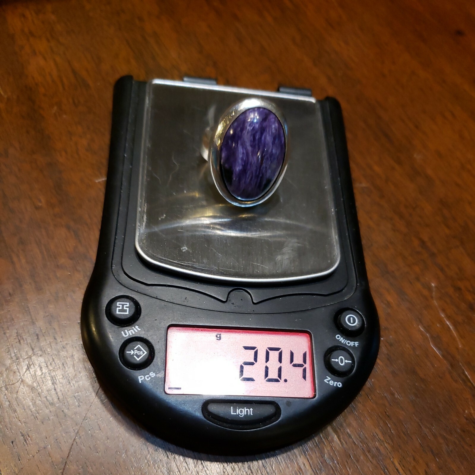 Bold Sterling Silver CHAROITE Ring, Designer Sign… - image 9