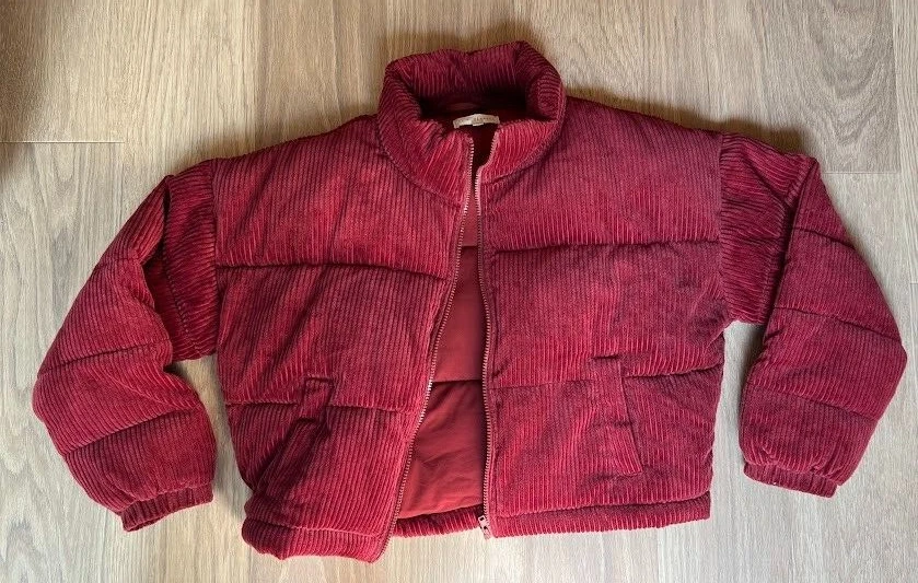 Chaqueta acolchada de pana LA Hearts acolchada roja para mujer talla XS Foto 4 de 4