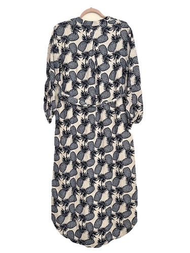 Boden Women White Navy Pineapple Printed Linen Long Dress Size 10(L) - Picture 2 of 13
