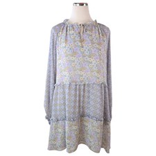 Show Me Your Mumu Birdie Mini Dress Large Primrose Print Floral Boho Tiered L