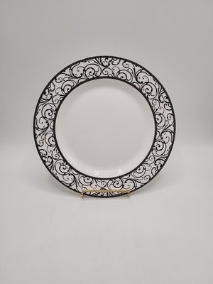 Ciroa Veluto Black 8 1/4 Inch Salad Plate-Mint Condition-Inner Band