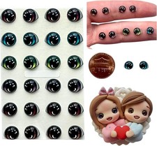 3D Resin Doll Eyes 7mm Self-Adhesive 24pcs Realistic Craft Eyes Assorted Co...