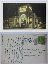 1933 Crane National Exhibit Atlantic City, NJ Night Scene Postcard