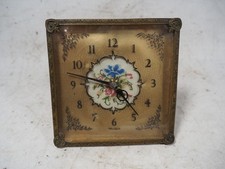 Vintage Floral Petit Point Embroidery Mantel Table Clock Made In England