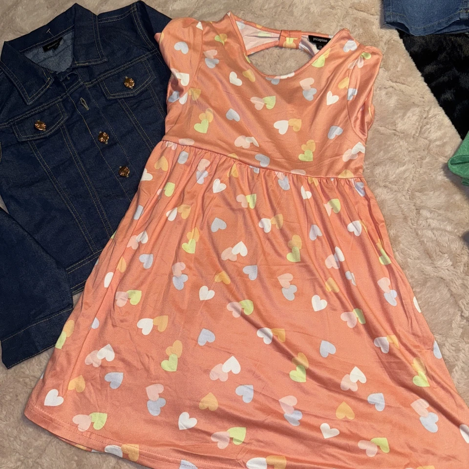 Girls 2pc Outfit With Denim Jacket And Dress Size 10 - Image 2 of 4