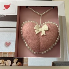 Valentines Day Pink Bow  Red Hearts      Garland Felt  Pearls