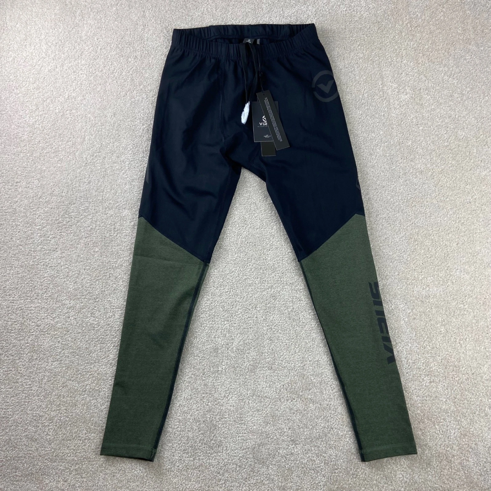 NWT Virus AU8 Compression Pants Mens Medium Black Green Bio Polyform Leggings