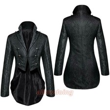 Mens Blazer Tailcoat Jacket Tuxedo Coat Steampunk Medieval Double Breasted Party