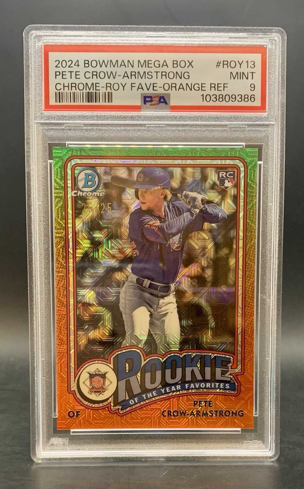 2024 Bowman Chrome Pete Crow-Armstrong Mega Box Mojo Orange 25/25 Bookend! PSA 9 view 5
