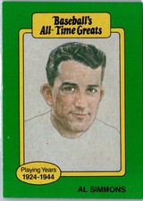 1987 Hygrade All-Time Greats #NNO Al Simmons