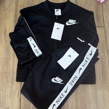 Nike Boys Black Tracksuit Set Jacket  Pants Size M Cotton Blend Zipper