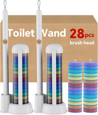 2-Pack Disposable Toilet Brushes and Brush Holder with Extended Handle, Includes