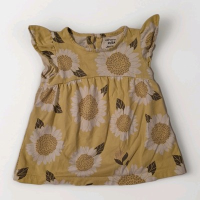 Carter's Toddler Girl Size 2T Floral yellow Sunflower Cotton T-Shirt Top