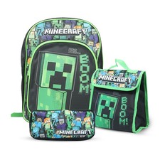Minecraft Juego Escolar de 3 Piezas para Niños Mochila Bolsa de Almuerzo con Licencia Oficial