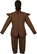 Medieval Quilted Cotton Padded Gambeson Full Sleeve Jacket with Shorts Pants