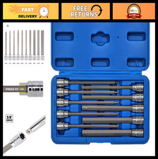Extra Long 38 Drive Allen Hex Bit Socket Set S2 Cr-v Sae 10 Pieces 116