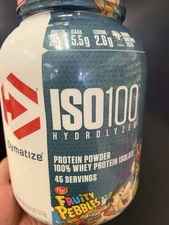 Dymatize ISO 100. Protein. 3Lb. 45 Servings. Fruity Pebbles.