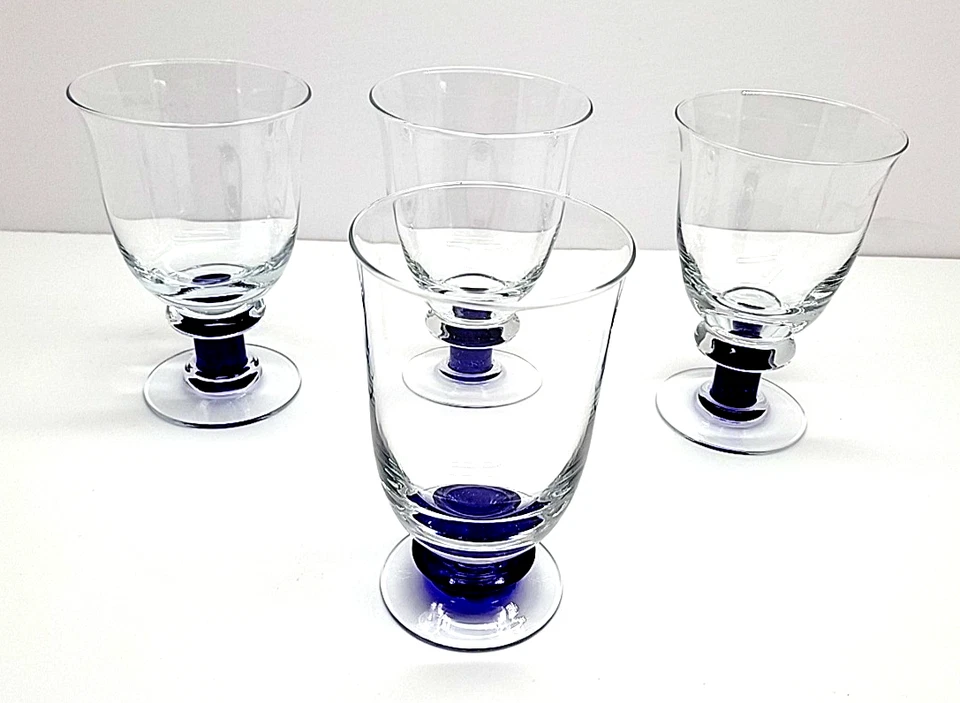 Denby Magnum Blue Water Goblets Set of 4 Glasses (3) 16oz– (1) 18oz 6.5" Tall - Image 2 of 4