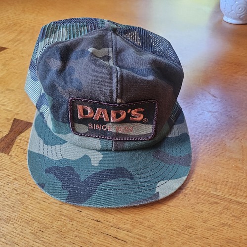 Vintage DAD'S Dog Foods Camo Trucker Hat Grandpa Snapback Cap