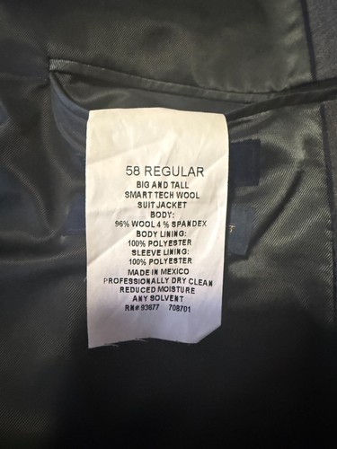 Stafford Grey - Super Wool Blend Men’s Stretch Fabric Classic Fit Big & Tall 58R - Picture 4 of 8