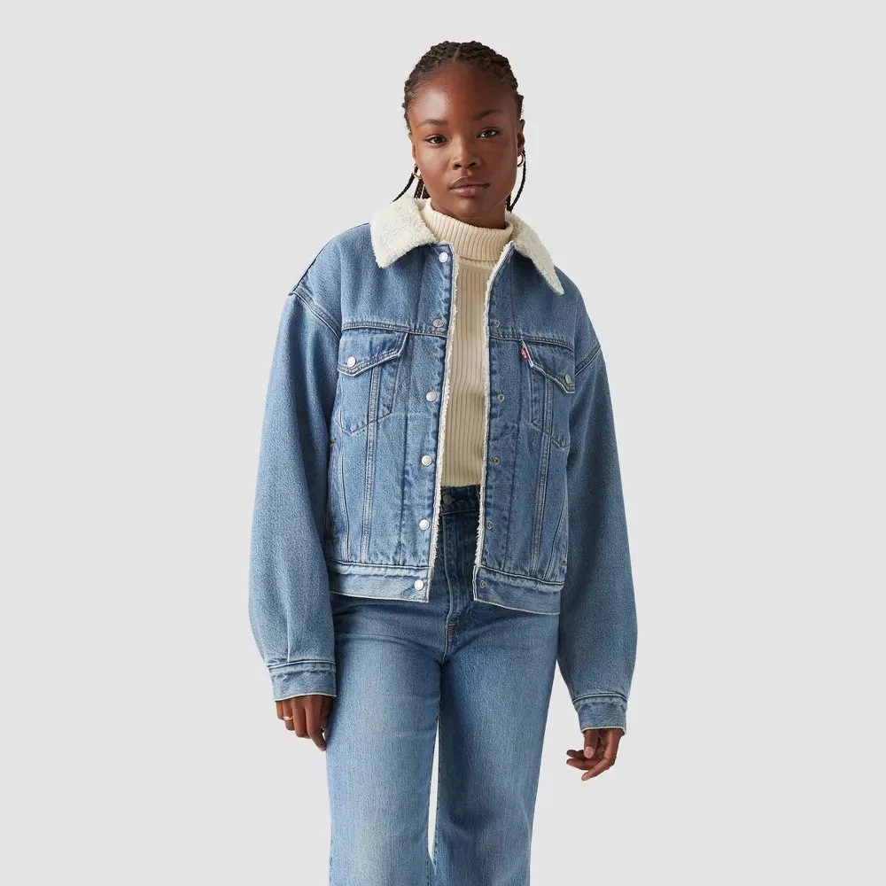 Levi Women Faux Shearling 90 Trucker Jacket