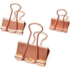 Binder Clips - Assorted Rose Gold Binder Clips for Secure Grip, Desk