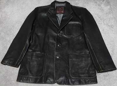 The Territory Ahead Leather Jacket Men's Medium Black Single Breasted Outdoor