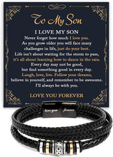 To My Son Bracelet from Mom Dad with Personalized Message, Forever Linked Togeth