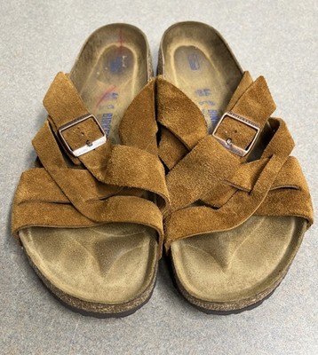 Birkenstock Lugano Soft Footbed suede leather sandals in mink 44