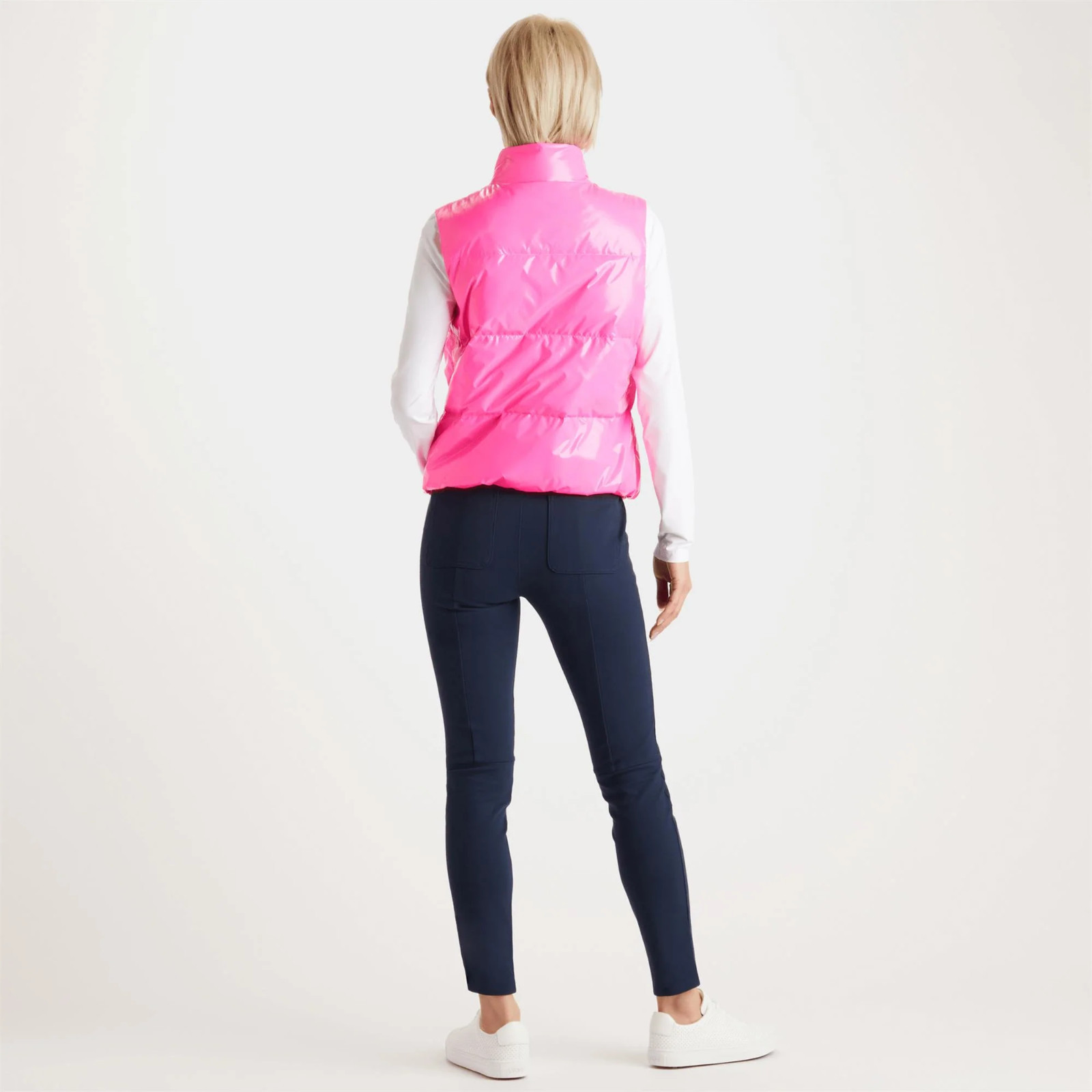 G/Fore Quilted Polished Puffer Vest Size M L $475 Wool Lined Knockout Pink NEW