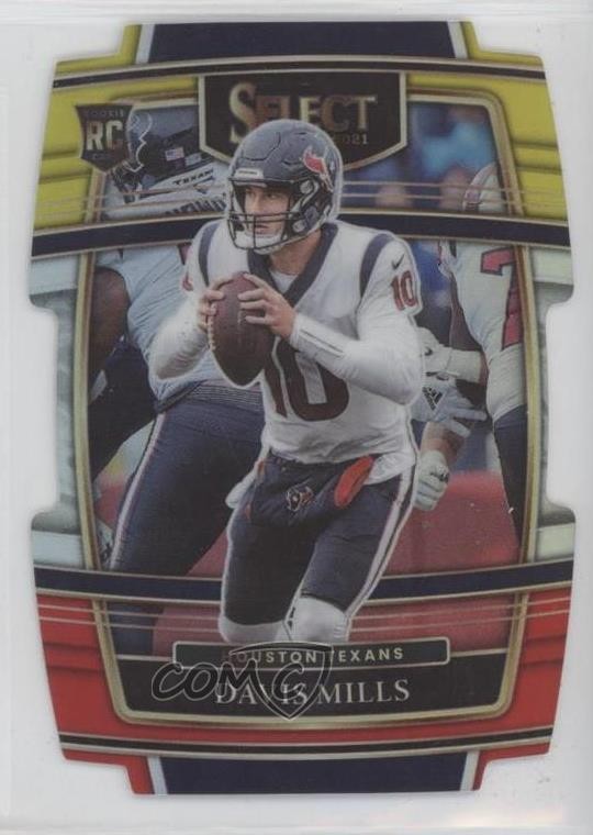 2021 Panini Select Concourse Red & Yellow Prizm Die-Cut Davis Mills #65 0q7