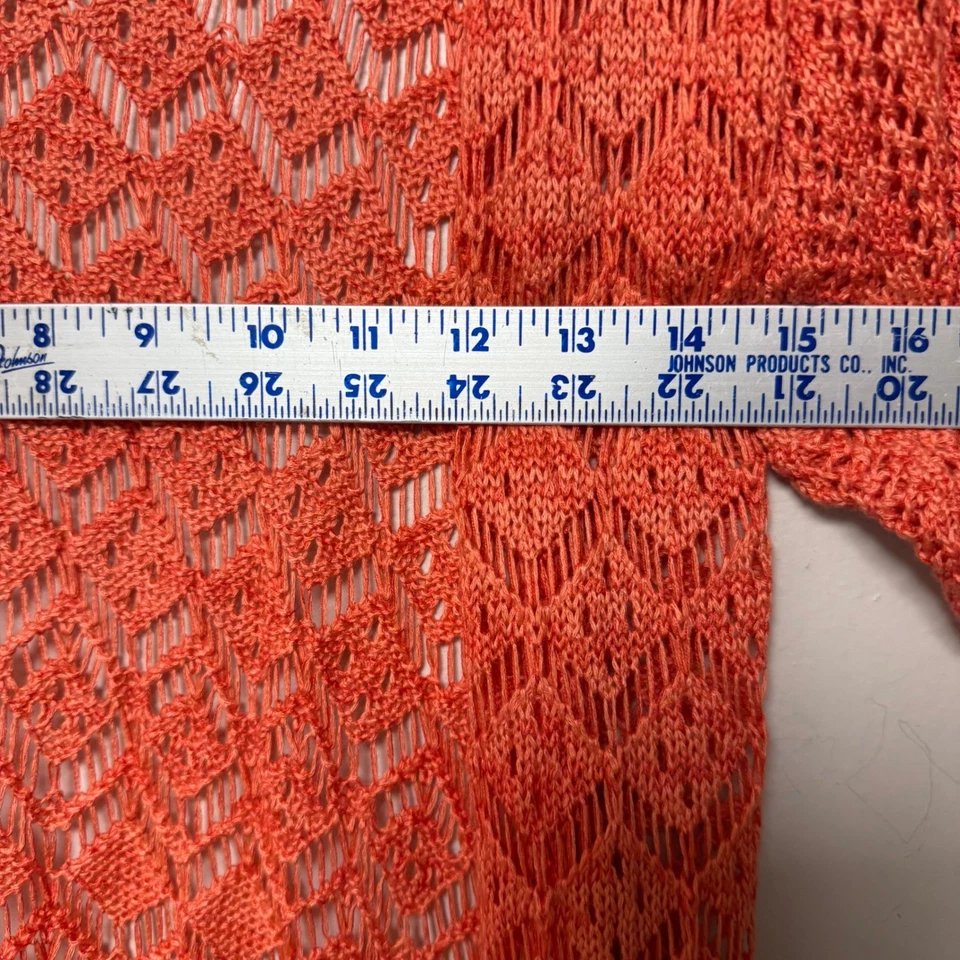 Cárdigan Kimono One World Crochet Flecos Coral Naranja Talla M Foto 3 de 4