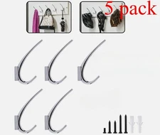 5Pack Modern Double Prong Coat Hook Wall HooksPolished Aluminum Modern coat hook
