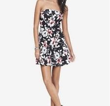 Express Women’s Strapless Floral Flare Mini Dress Size 4