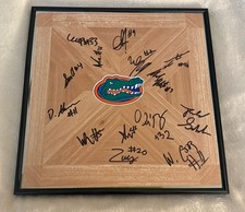 2024-25 FLORIDA GATORS TEAM SIGNED & FRAMED LOGO FLOOR TILE COA WALTER CLAYTON