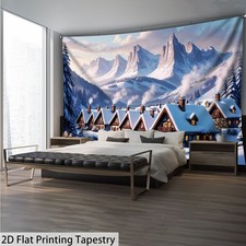 1pc Extra Large Winter Snow Village Tapestry - 126x94.5 Inch HD Digital Printed