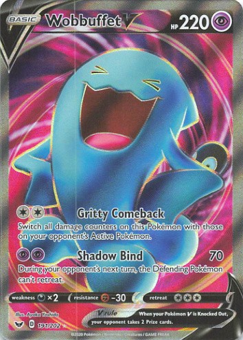 Wobbuffet V 191/202 Ultra Rare Sword & Shield Pokemon Holo Near Mint