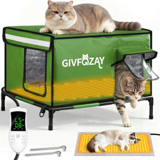 Heated Cat House for Outside Use 900D Oxford Cloth, Outside Cat House Weatherpro