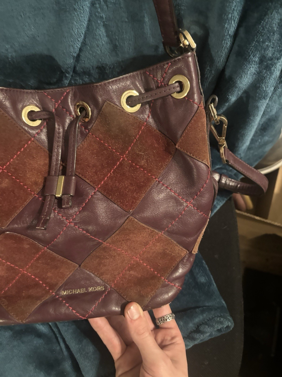 Michael Kors Patchwork Drawstring Shoulder Bag Bu… - image 2