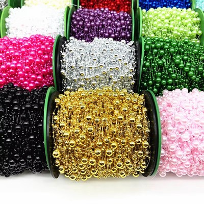 2 Yards 8+3mm Christmas Decoration Fishing Line Artificial Pearls Beads Chain