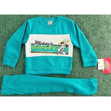 Vintage 90s Mickey's Stuff For Kids Sweatshirt  Pants Set Size 4 Teal Hockey