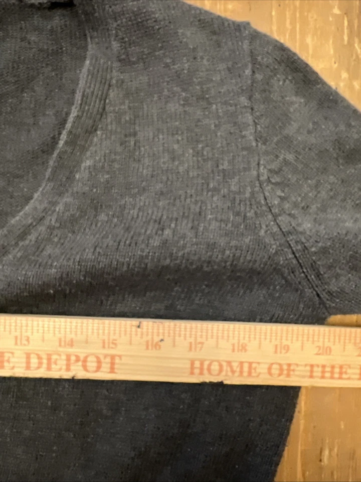 Cárdigan Suéter American Living Talla L Gris Oscuro Tejido Algodón Manga Larga Cuello en V Foto 4 de 4