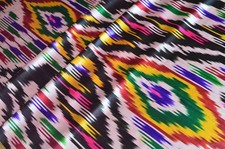3.1 yd/ Uzbek KHAN ATLAS IKAT Vintage Silk fabric Handwoven 100 Pure Silk