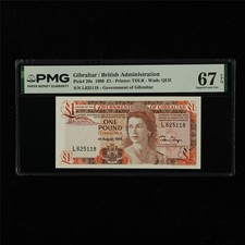 1988 Gibraltar British Administration 1 Pound Pick#20e PMG 67  EPQ SuperbGem UNC