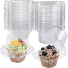 50Pack Individual Cupcake Containers with Clear Dome Lids, Single Cupcake Holder
