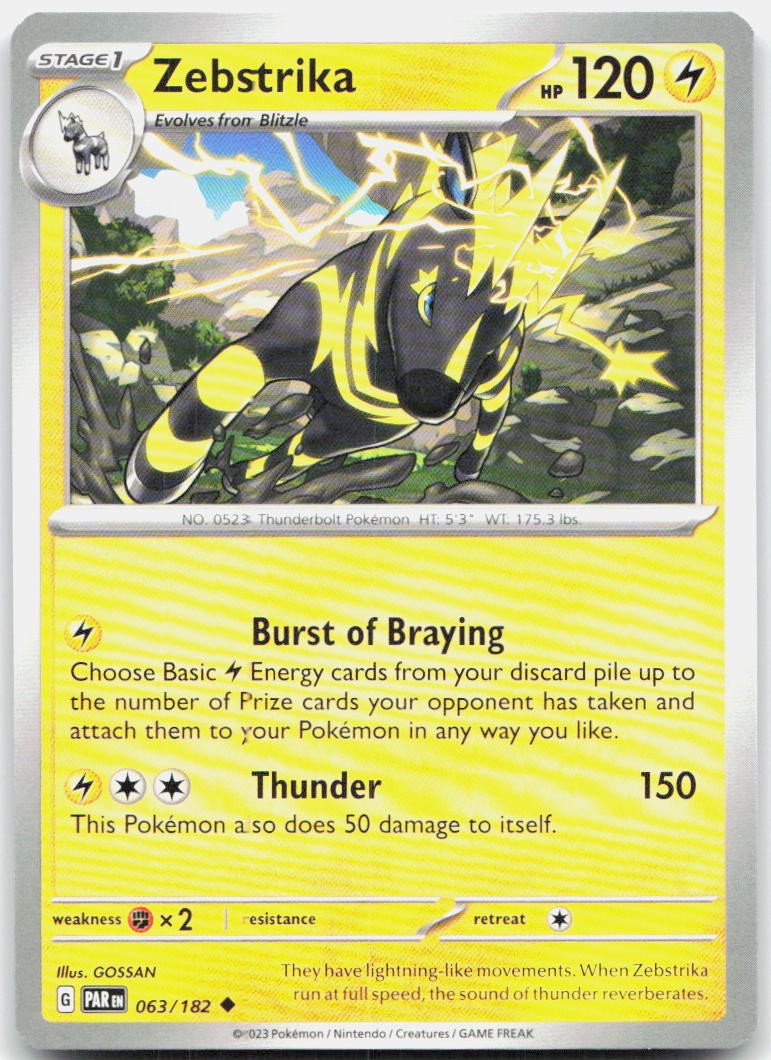 Zebstrika 063/182 SV04 Paradox Rift U NM Pokémon — English