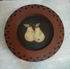 The Hearthside Collection Two Folk Art Pineapple & Pears Decorative Plates
